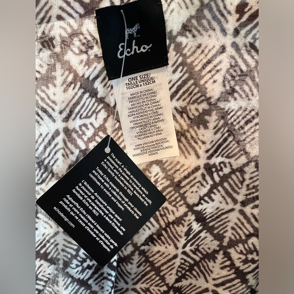 D16.18 NWT Echo Geometric Brown/Cream Print Sheer Kimono Wrap O/S - Picture 7 of 8